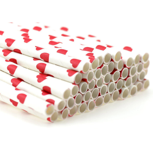 Red Heart Shape  Paper Straws Biodegradable and Compostable - STRAWTOPIA