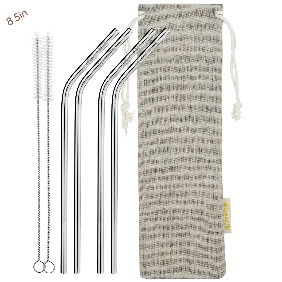 4 Pcs Reusable Metal Drinking Straws 8.5 Inch Stainless Steel