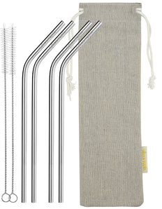 4 bendy metal straw 2 cleaning brushes_strawtopia