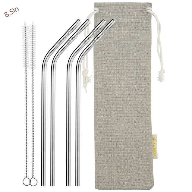 4 bendy metal straw 2 cleaning brushes_strawtopia