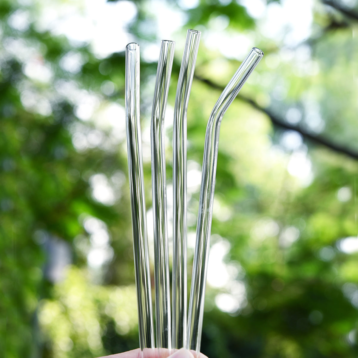 4 Straight Reusable Glass Straws (Transparent) 5⁄16 (8mm) Wide 9.8'' (25cm)  Long — STRAWTOPIA