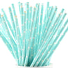 Light Cyan with White Stars Paper Straws Biodegradable and Compostable - STRAWTOPIA