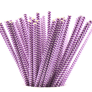 Purple | White Chevron Paper Straws Biodegradable and Compostable - STRAWTOPIA