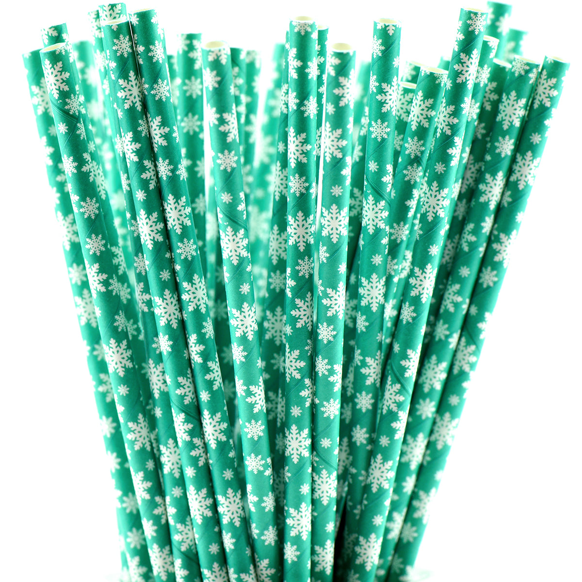 Turquoise with White Snowflakes Paper Straws — STRAWTOPIA