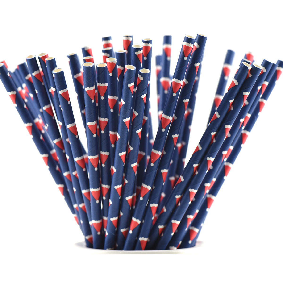 Deep Blue with Santa Claus'Cap Paper Straws — STRAWTOPIA