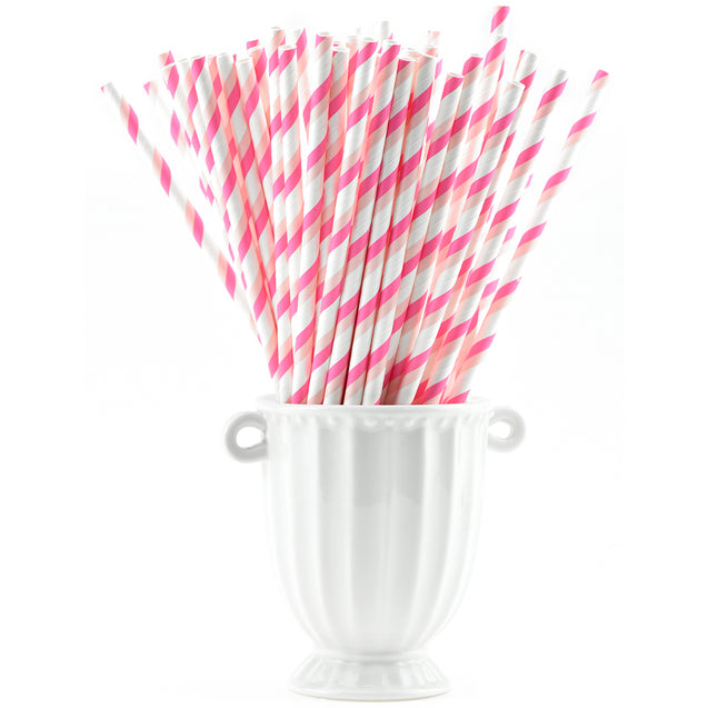 Double Pink | White Striped Paper Straws — STRAWTOPIA - STRAWTOPIA