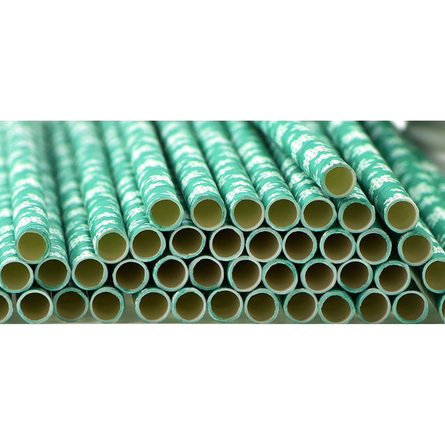 Turquoise with White Snowflakes Paper Straws Biodegradable and Compostable - STRAWTOPIA