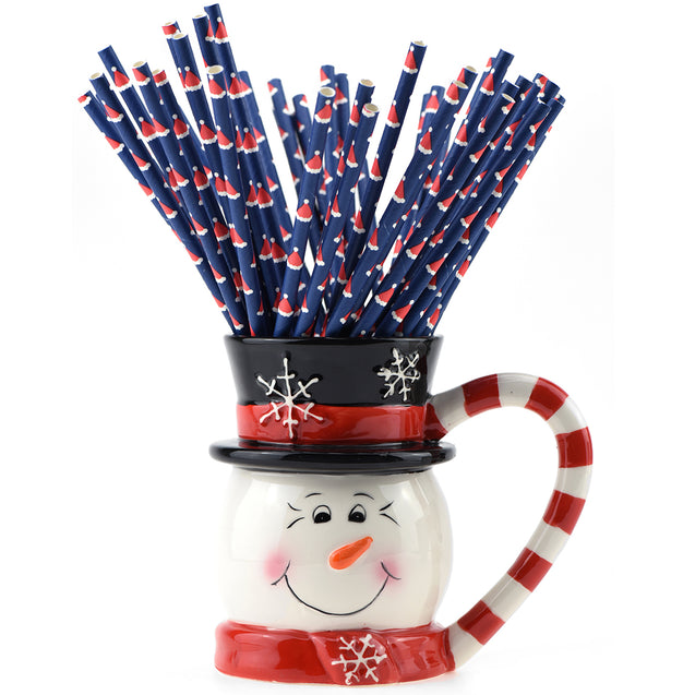 Deep Blue with Santa Claus'Cap Paper Straws — STRAWTOPIA