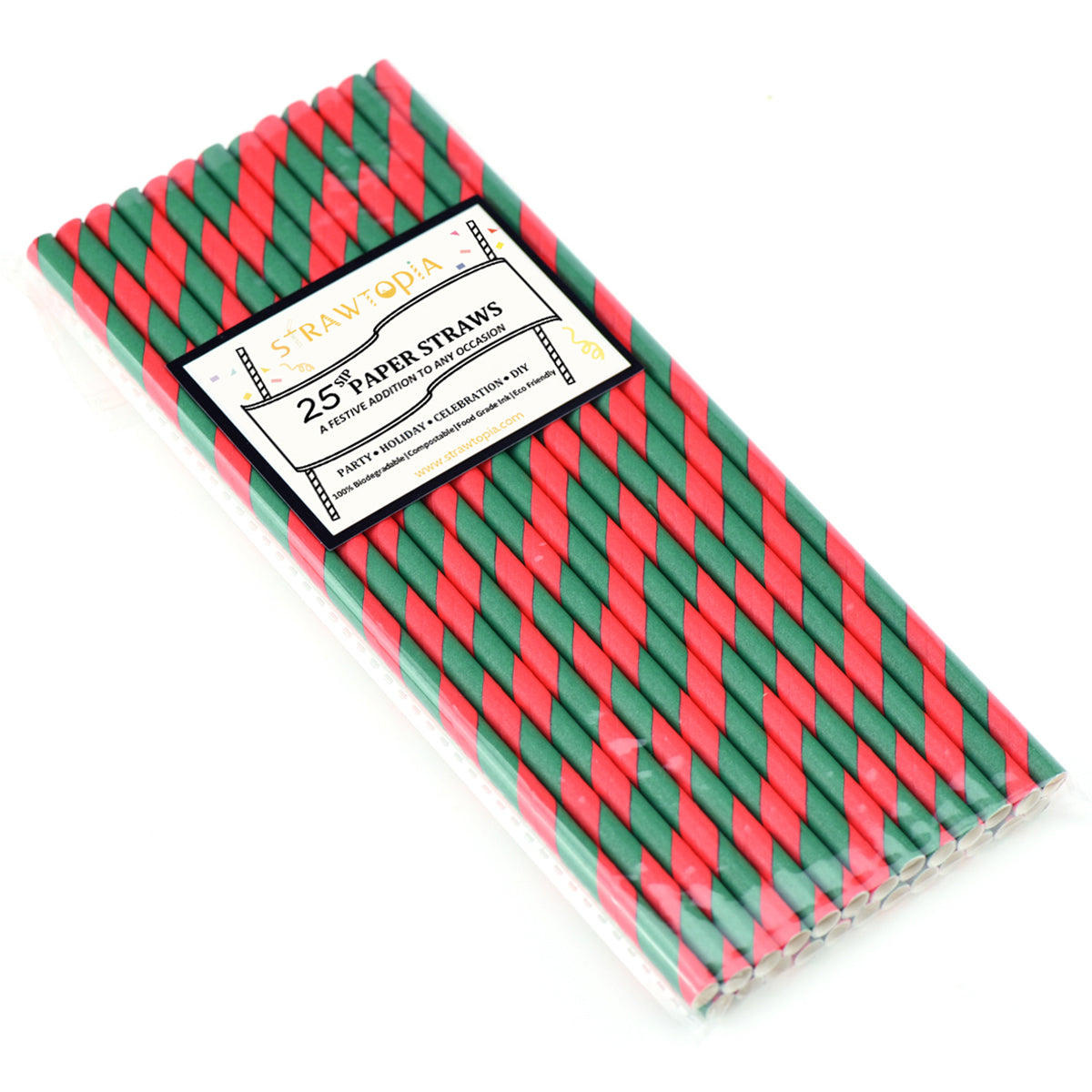 Green  Red Striped Paper Straws — STRAWTOPIA