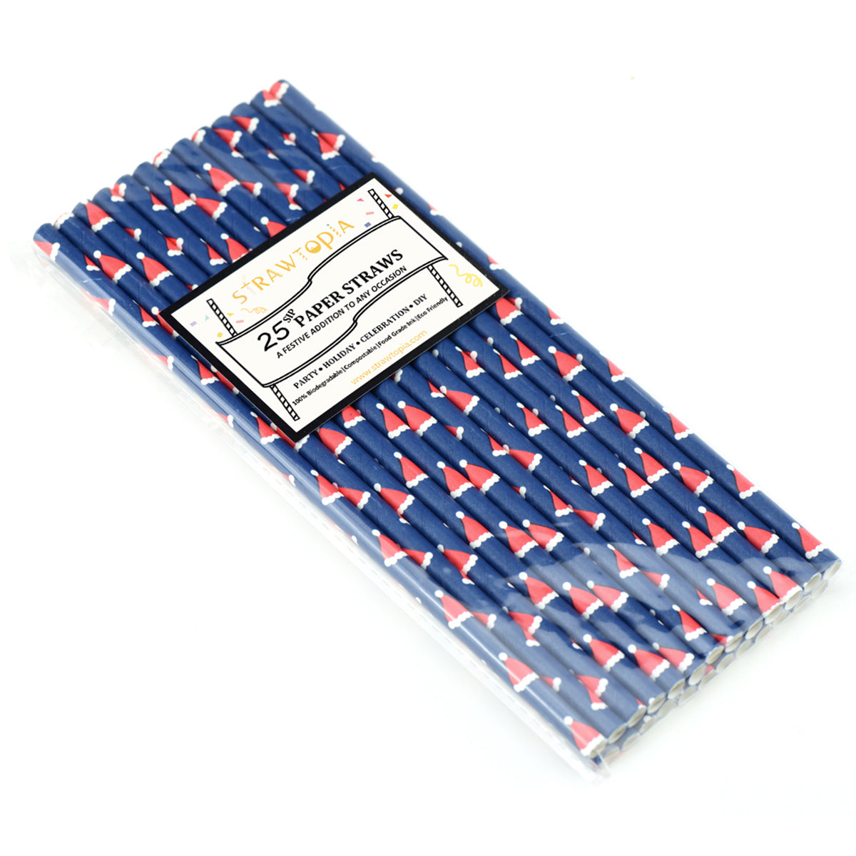 Deep Blue with Santa Claus'Cap Paper Straws — STRAWTOPIA