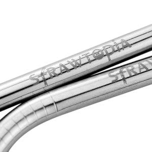 2 Bendy (8.5 inches) Reusable Stainless Steel Metal Straws with Cleaning Brushes — STRAWTOPIA 