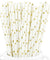 Metallic Golden Stars on White Paper Straws - STRAWTOPIA - STRAWTOPIA