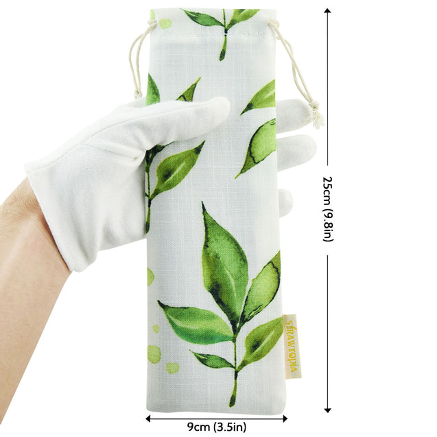 Handmade--Straw-Case-Holder-Bag-Green-Leaves_Strawtopia 25cm