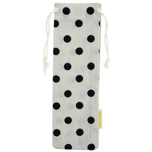 Handmade Drawstring Case Holder Black Polka Dots_Strawtopia