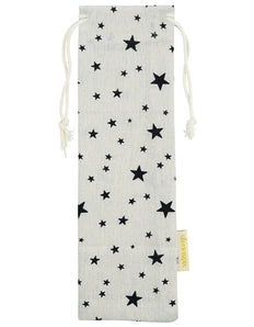Handmade Drawstring Straw Case_with black stars by strawtopia