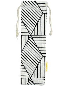 Handmade Drawstring straw Case Seamless Black Lines_Strawtopia