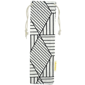 Handmade Drawstring straw Case Seamless Black Lines_Strawtopia