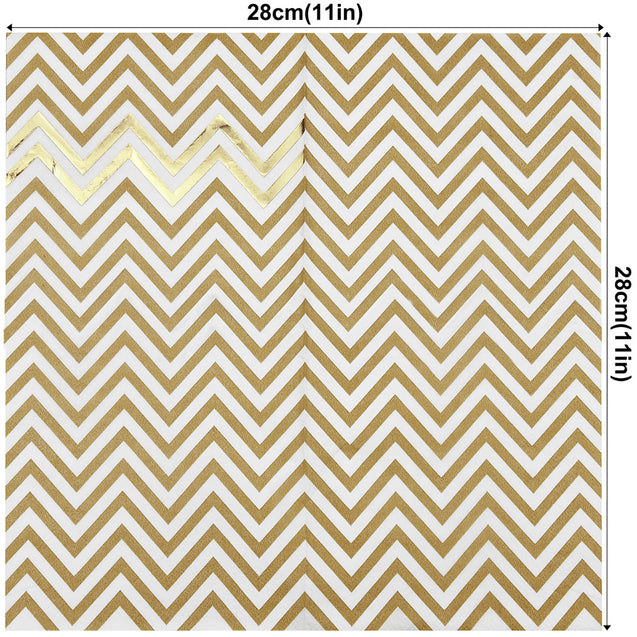 Gold Chevron Style Party Paper Napkins — STRAWTOPIA