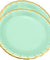 7'' Mint Green with Gold Accent Floral Edge Party Paper Plates — STRAWTOPIA