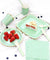 8'' Mint Green with Gold Accent Floral Edge Square Party Paper Plates