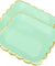 8'' Mint Green with Gold Accent Floral Edge Square Party Paper Plates