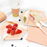 STRAWTOPIA Pink and gold disposable paper plates party supplies with foods