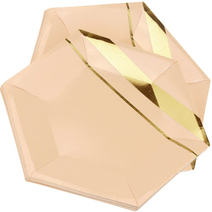 STRAWTOPIA Pink and gold disposable paper plates party supplies