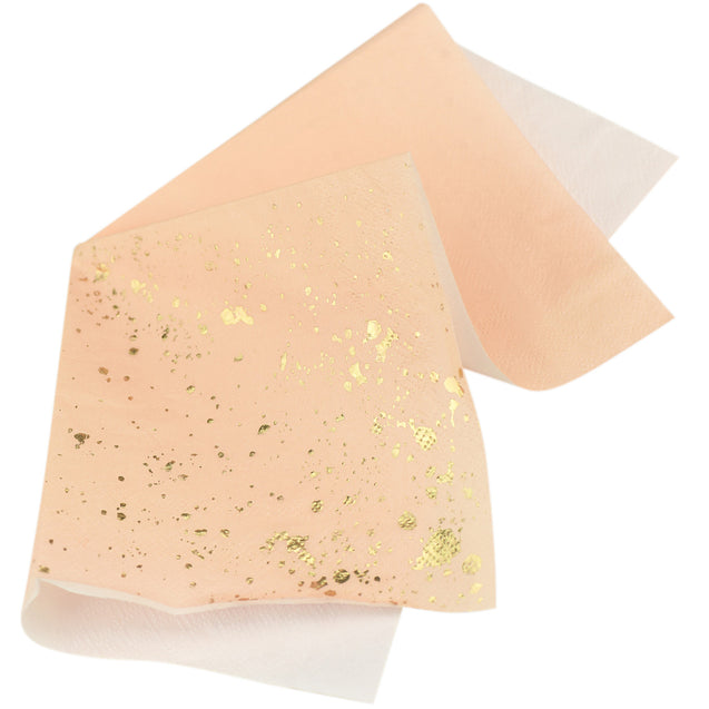 Peach Color with Gold Patterns Fancy Party Paper Napkins — STRAWTOPIA