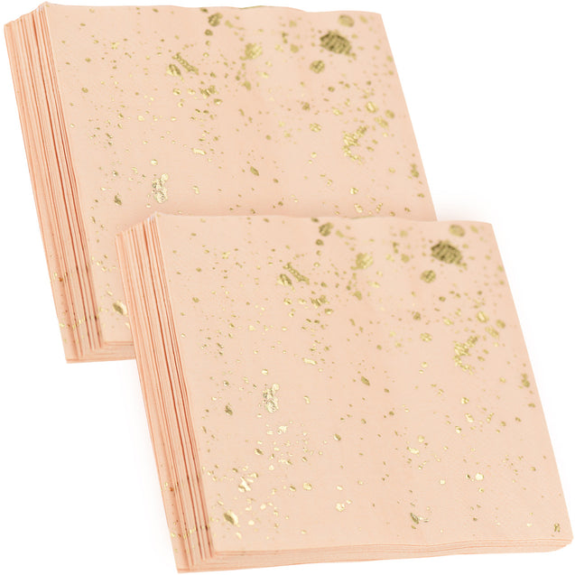 Peach Color with Gold Patterns Fancy Party Paper Napkins — STRAWTOPIA