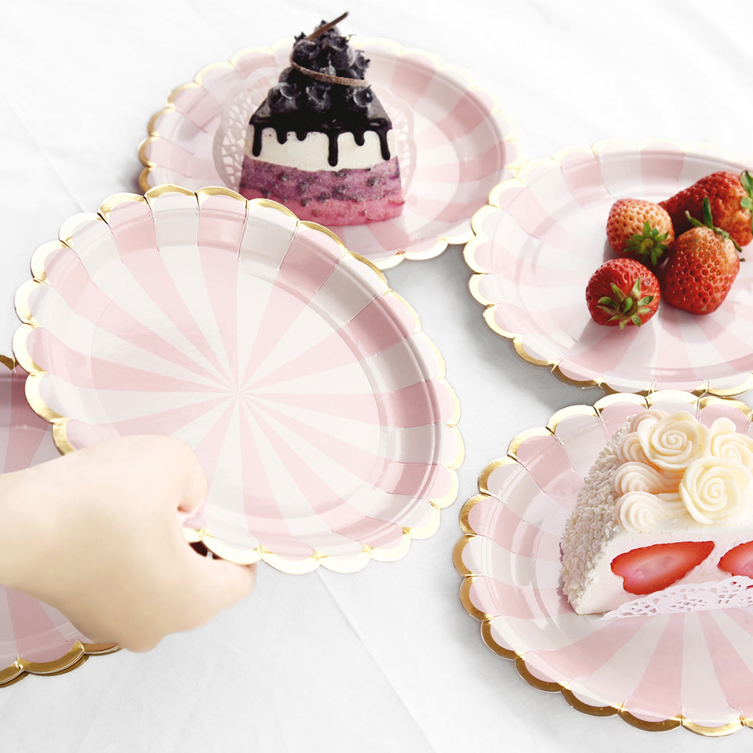 Pink and outlet white paper plates