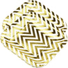 7'' White with Gold Chevron Pattern Square Party Paper Plates — STRAWTOPIA