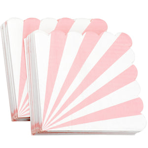 Pink and White Stripe Floral Fancy Party Paper Napkins