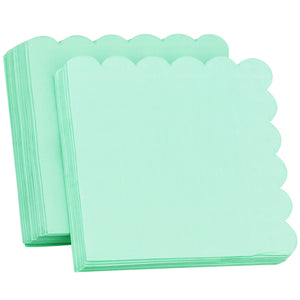 Mint Green Floral Trim Paper Napkins — STRAWTOPIA