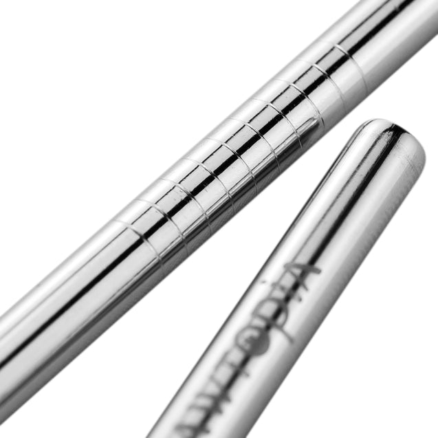 Straight Metal Straws close up  — with STRAWTOPIA logo