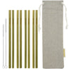 8 Strawtopia Bamboo Straws 2 cleaning brushes and burlap case