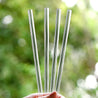 hands holding four straight glass straws during the day outdoors 8mm wide