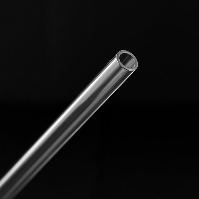 one straight glass straw contrasting with black background 8mm wide