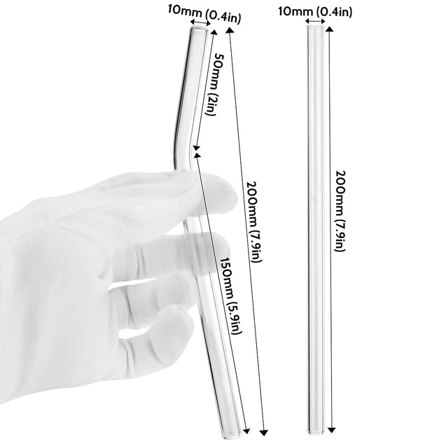 10mm 2 Bendy 2 Straight Reusable Glass Straws with Cleaning Brushes — STRAWTOPIA 