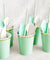 Mint Green with Gold Floral Edge Fancy Party Paper Cups — STRAWTOPIA