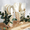 White with Gold Metallic Chevron Pattern Fancy Party Paper Cups — STRAWTOPIA