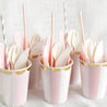 Pink | White & Gold Floral Edge Fancy Party Paper Cups — STRAWTOPIA