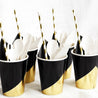 10 oz. Black & Gold Fancy Party Paper Cups — STRAWTOPIA