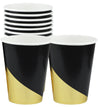 10 oz. Black & Gold Fancy Party Paper Cups — STRAWTOPIA