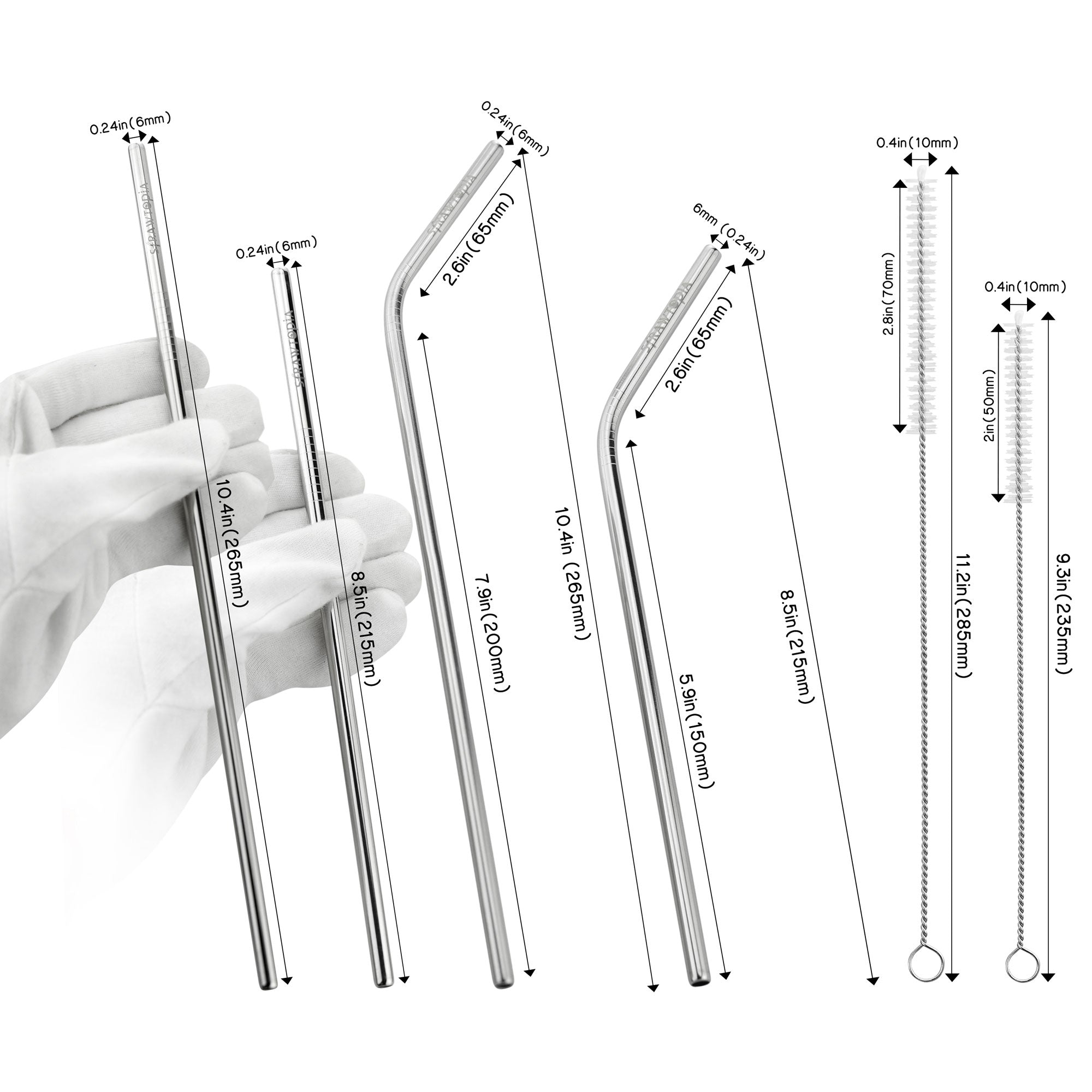 ExcelSteel 14-Piece Stainless Steel Straw Set With Cleaning