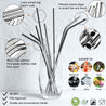 (10.4 inches) 11 Piece Set of Reusable Stainless Steel Metal Straws with Cleaning Brushes — STRAWTOPIA