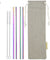 4 Straight (8.5 inches) Rainbow Reusable Metal Straws with Cleaning Brushes — STRAWTOPIA
