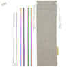 4 Straight (8.5 inches) Rainbow Reusable Metal Straws with Cleaning Brushes — STRAWTOPIA