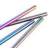 4 Straight (8.5 inches) Rainbow Reusable Metal Straws with Cleaning Brushes — STRAWTOPIA
