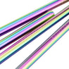 4 Straight (8.5 inches) Rainbow Reusable Metal Straws with Cleaning Brushes — STRAWTOPIA