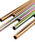 14 Piece Champagne Gold and Rainbow Reusable Metal Straws with Cleaning Brushes — STRAWTOPIA 